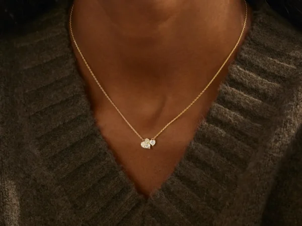 18K Gold-Plated 925 Sterling Silver Zircon Heart Necklace