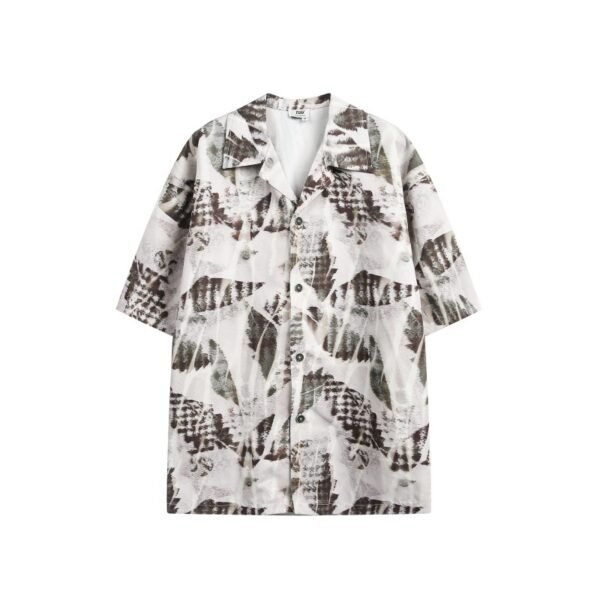 Oil painting style printed loose fitting shirt for men and women