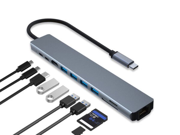 Ten in One Expansion Dock Type-C to HDMI 4K 100Mbps Ethernet Port Laptop Expansion Dock USB Hub