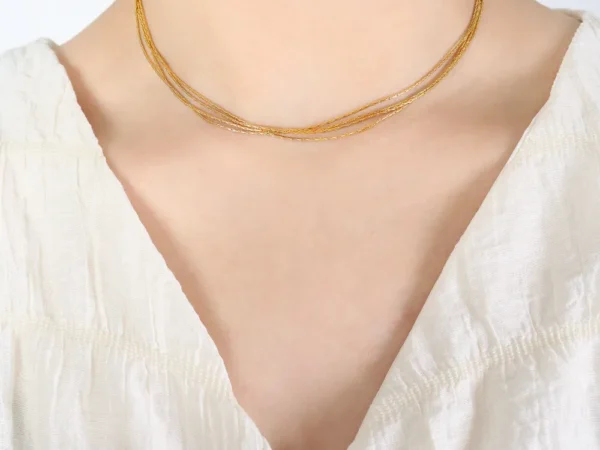 18K Gold-Plated Multi-Layer Clavicle Chain Necklace