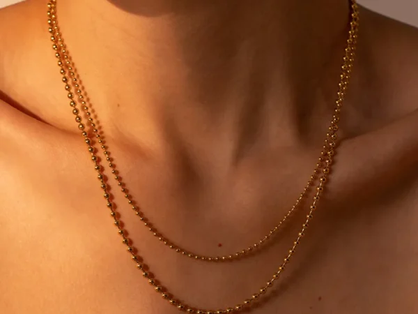 18K Gold-Plated Lobster Closure Bead Necklace