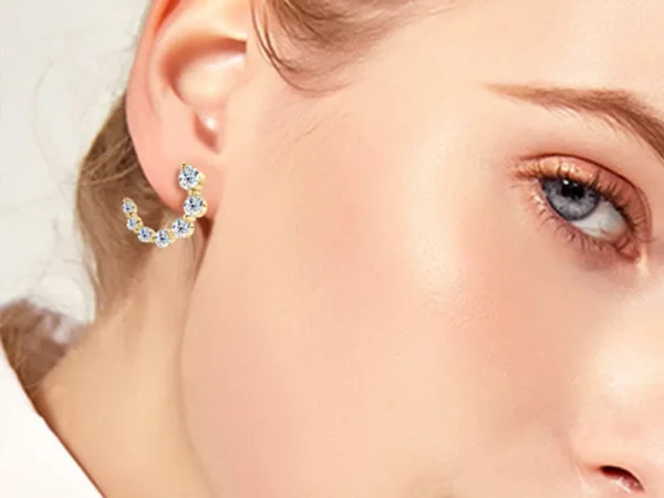 925 Sterling Silver Inlaid Moissanite Stud Earrings