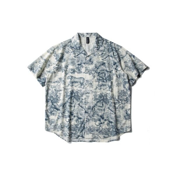 Animal print design loose shirt for men