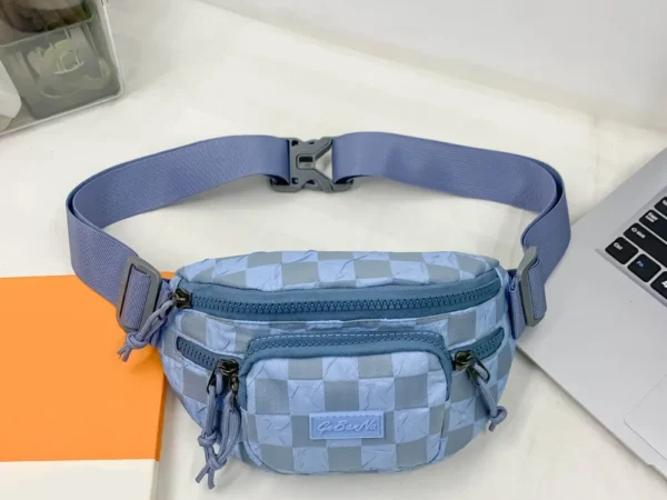 Checkered Adjustable Strap Nylon Crossbody Bag