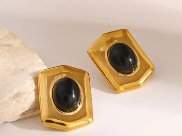 18K Gold-Plated Stainless Steel Agate Earrings