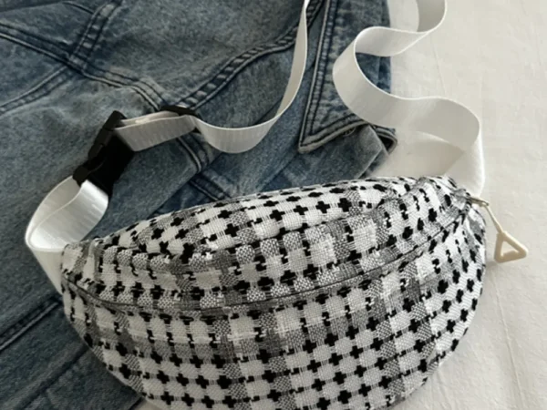 Plaid Wide Strap Crossbody Bag