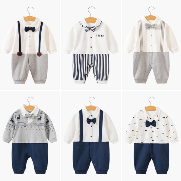 Childrens jumpsuit, babys one year old romper, long sleeved newborn hundred day gentlemanly suit, ins style childrens clothin