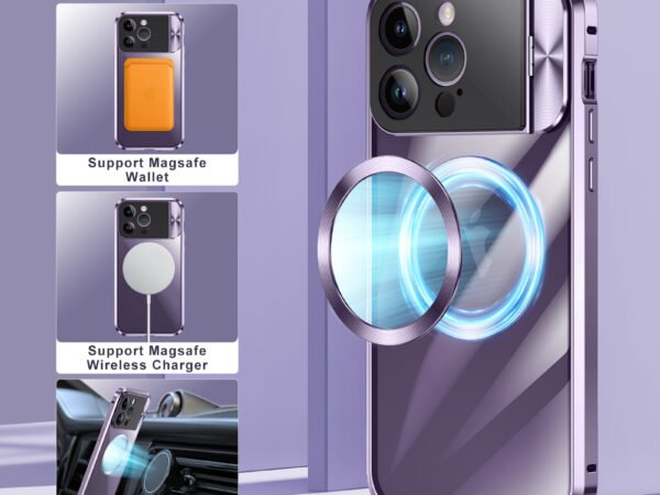 Suitable for Apple 15Promax mobile phone case Magneto metal magnetic iPhone14 bracket mirror protective cover