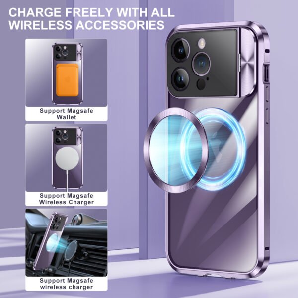 Suitable for Apple 15Promax mobile phone case Magneto metal magnetic iPhone14 bracket mirror protective cover