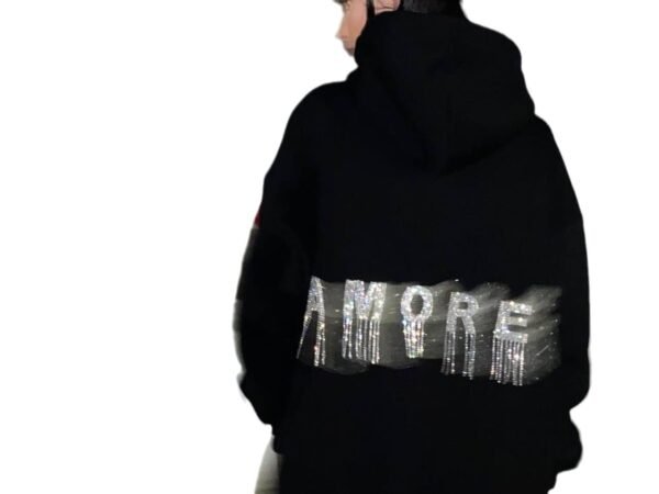 Back Letter Fashion Brand Rhinestone Fringe Design Sweatshirt Autumn Winter
