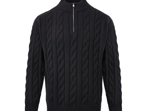 Hemp Pattern Coarse Knit British Half-Zip Heavy Knit Sweater for Men and Women