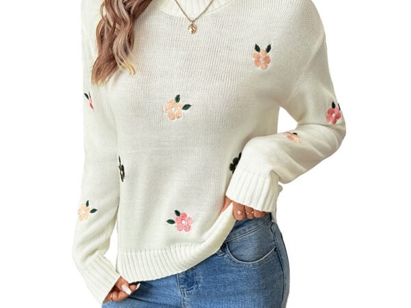 Round Neck Pullover Sweater for Women