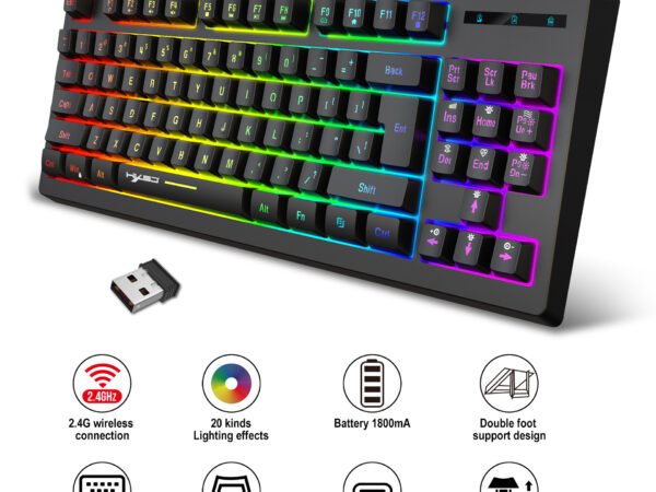 87 key wireless 2.4G film keyboard RGB backlit wireless keyboard