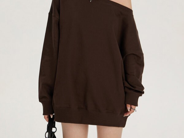 Women's  Off-Shoulder Sweatshirt Loose Long Sleeve Slanted Shoulder Top