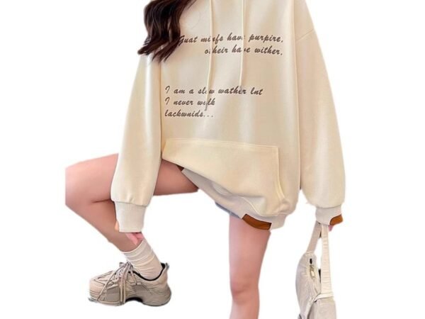 Hooded Sweatshirt for Women Loose Fit Slimming Plus Size  Casual Versatile Lazy Style Meat-Hiding Top for Women