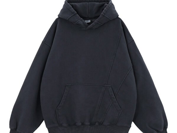 Men's Fashionable Solid Color Versatile Fleece Hooded Sweatshirt Jacket