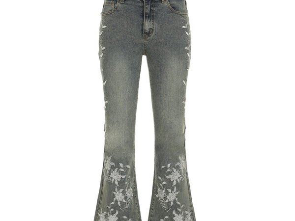 Retro washed spicy girl slim fit micro flared pants