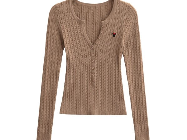 Embroidered single breasted Fried Dough Twists knit