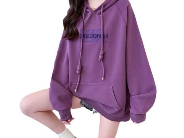 Style Hooded Embroidered Sweatshirt Women's Mid-Length Plus Size Chic Design Spring Autumn Thin Loose Top