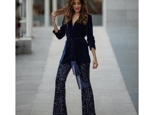 Velvet Tassel Casual Jacket Loose Party Notched Collar Belted Women's Outerwear