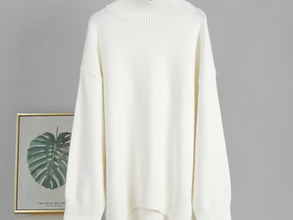 Knit Sweater Loose Slim Fit Solid Color Autumn Winter Women's Knitwear