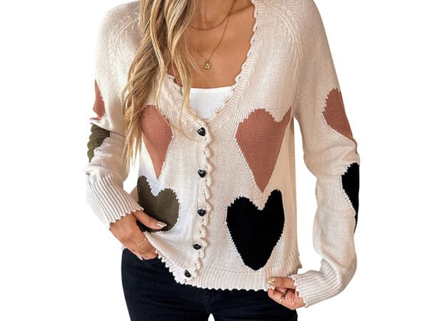 Women's Cardigan Sweet and Lovely Heart Knitted Jacket