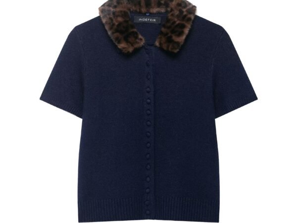 Flip collar single breasted solid color knitted cardigan jacket for women