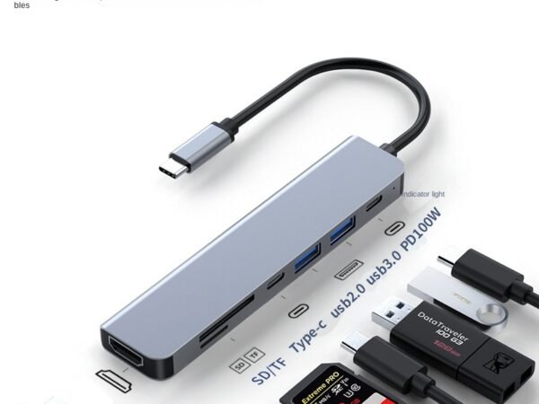 Type-C Hub with HDMI Cable for High-Definition Display, USB 3.0 Multi-Port Adapter for Computers