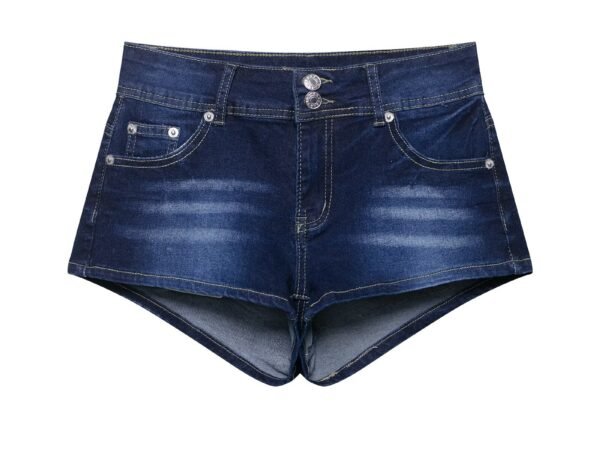 Casual and versatile low waisted buckle made old denim sweet and spicy shorts for women