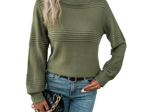 Women's Round Neck Texture Crewneck Sweater