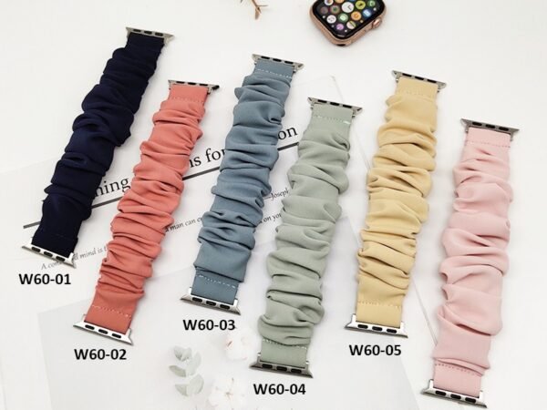 Pure Color Soft Silk Rag Apple Hair Band For Apple Watch7 Replacement Wrist Strap