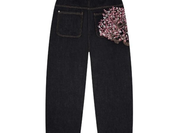 Brand derschutze Casual Long Pants Plum Blossom Embroidery Street Denim Pants Loose Wide-leg Pants for Men