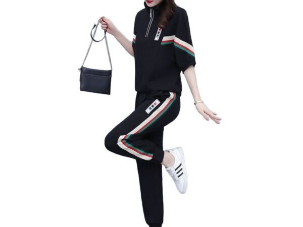 Plus Size Women's Set - Loose Fit, Slimming, Youthful, Stylish, Casual, Sporty