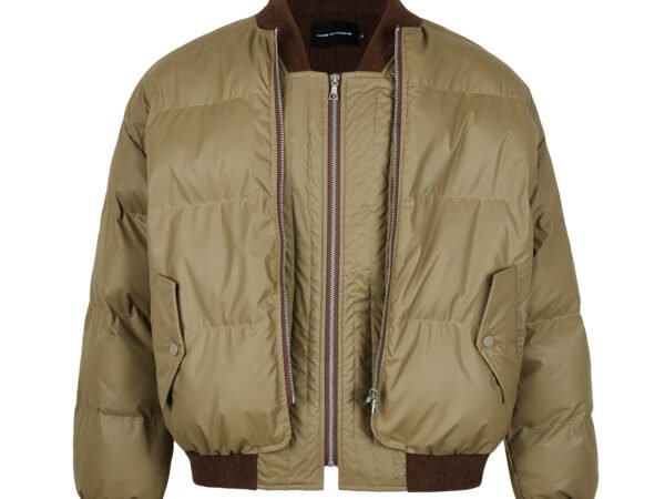 Thickened Warm Cotton Jacket Multi-Zipper Puffer Coat PU Outerwear Unisex