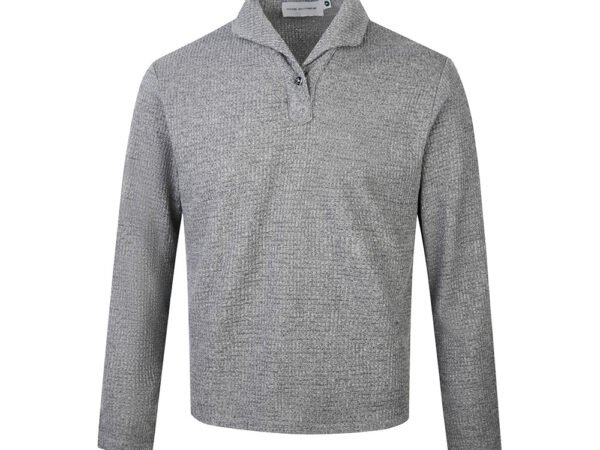 Knitted Shirt Italian One-Piece Collar Cat's Eye Button Shoulder Long Sleeve Base Polo