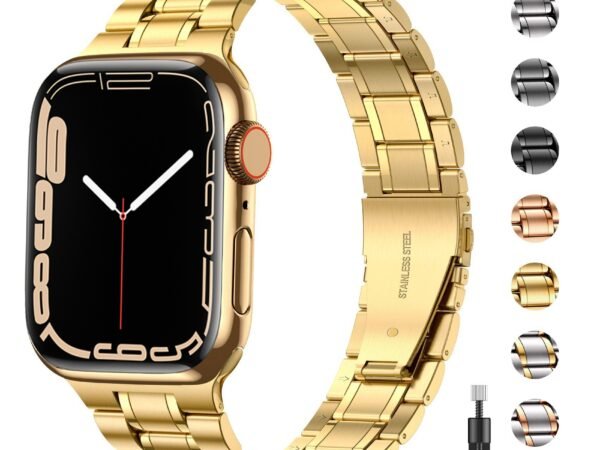 Suitable For Apple Watch S 3 4 5 iwatch S 7 8 9 Stainless Steel Metal Fine Steel Watch Chain With Five Beads