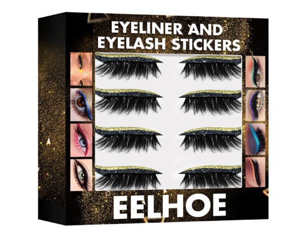 EELHOE 3D Glitter Seven Color Eyeliner False Eyelash Sticks, Glue Free Self-Adhesive Eye Makeup Eyeshadow Sticks