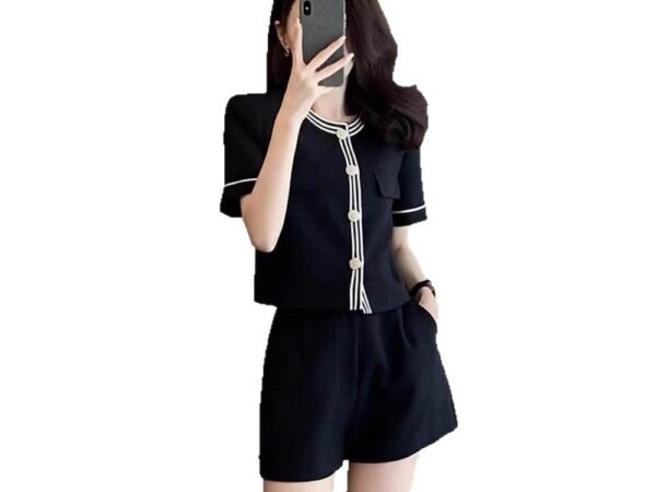 Style High-end Casual Fashion Set Women Summer Elegant Small Wind Top and Shorts Two-piece Set