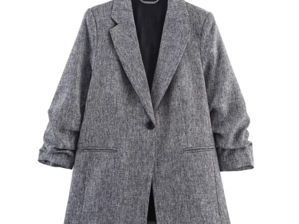 Versatile pleated sleeve casual suit jacket