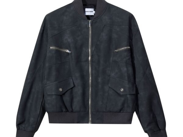 Deconstructed Fashion Men's Washed Leather Jacket Unisex