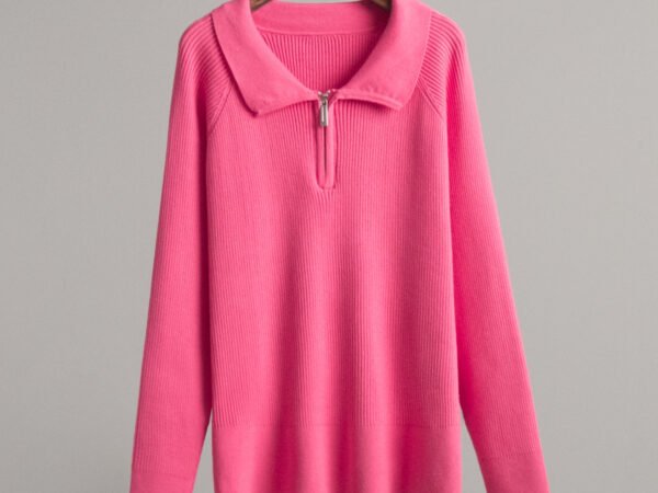 New Arrival Trendy Versatile Simple Casual Polo Collar Knitted Sweater