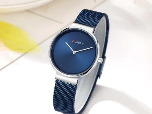 CURREN 9016 Fashion Blue Ladies Watches Mesh Stainless Steel Quartz Watch Women Luxury Simple Wristwatches Analog Lady Clock