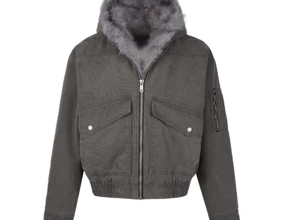 Hooded Fur Collar Jacket with American Retro Style for Men and Women
