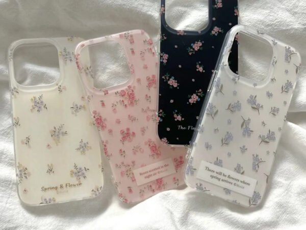 Ins-Style Fresh Floral iPhone 17 Pro Max Phone Case Suitable for Apple 16 Pro Max White Background Imd Cover 15