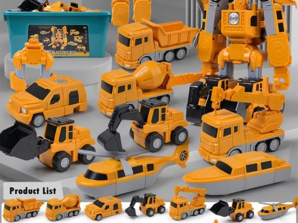 Magnetic Transform Engineering Car Assembled Toys Set For Kids Boys Gifts Toy Construction Vehicles Robot Toys
