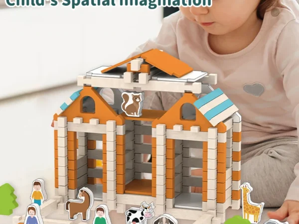 Children architecture building blocks toys city shop model building blocks diy handwork toys kids give play for creativity toys