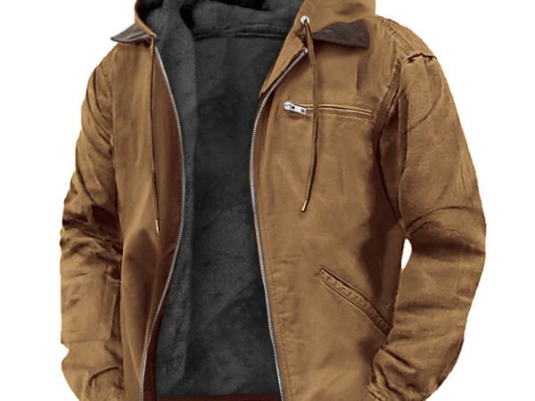 3D printed digital printed hooded sweatshirt with brown lining cotton jacket