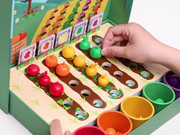 Simulation Farm Fruit And Vegetable Plantation Color Classification Cup Children's Early Education Puzzle Enlightenment Wooden Toys