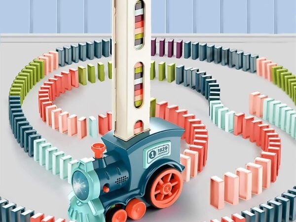 Hot Sale Development Train Toys Colored Dominoes Set 40/60/80/100 Electric Automatic Domino Train Toy