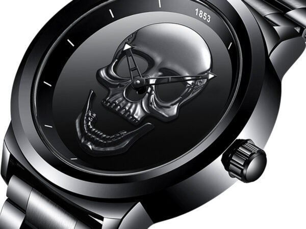 LIGE Simple Skull Stereoscopic Watch